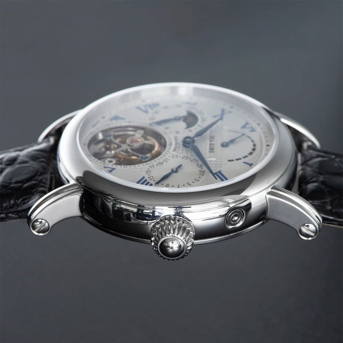 Sugess Seakors Men's Tourbillon Watch Original ST8007 Movement Skeleton Dial Moonphase Wristwatch 316L Case Sapphire