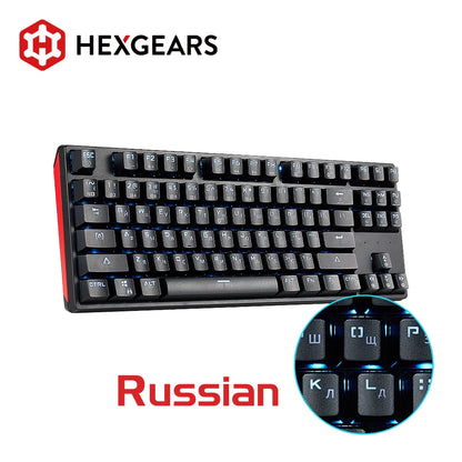 HEXGEARS Mechanical Keyboard Gaming Hot-Swappable Switch Russian 87 Key Waterproof Kailh BOX Switch Keyboard Custom Macro GK12