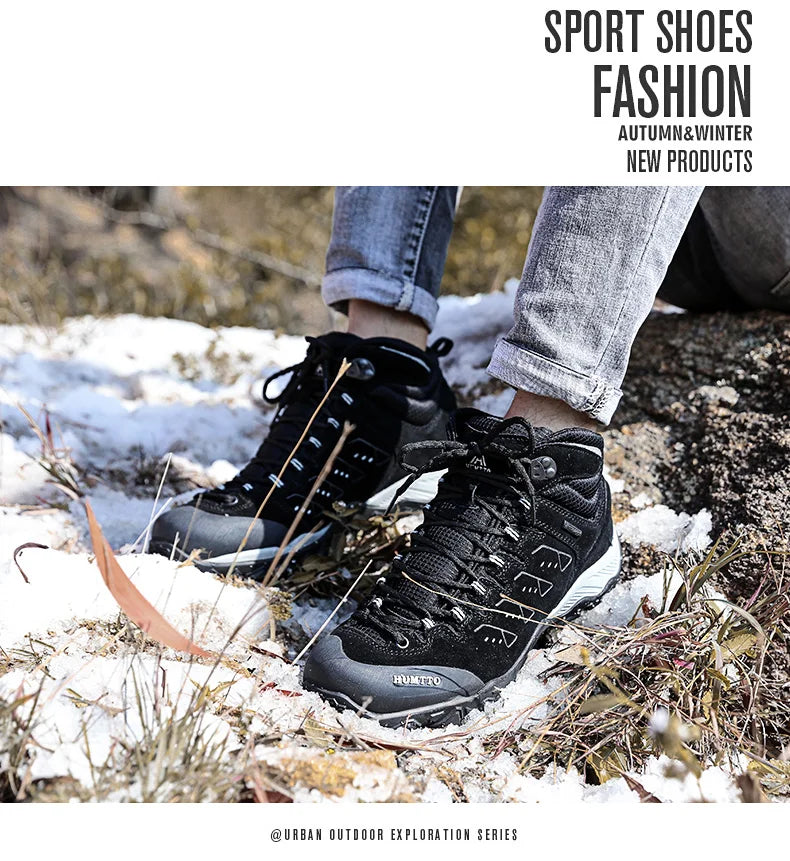 HUMTTO Nuove scarpe da trekking da uomo, sneakers impermeabili da outdoor per uomo, in pelle, da passeggio, arrampicata, trekking, sportive, stivali da uomo e da donna