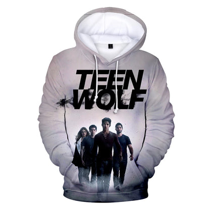 Nowe bluzy z kapturem z nadrukiem 3D inspirowane serialem TV TEEN WOLF – dla mężczyzn, kobiet i dzieci, moda Harajuku, jesienne streetwearowe pulowery hip-hop