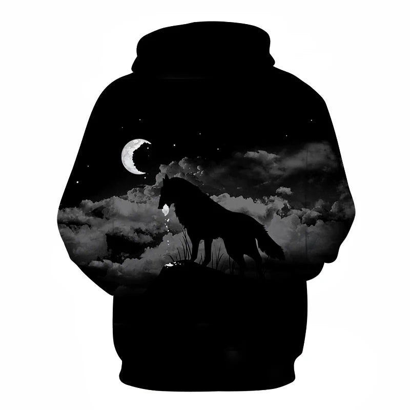 Cool Space Galaxy Wolf Hoodie Hoodies Men Bright Wolf Fashion Handsome Wolf Hoddies Spring Autumn Pullovers Sweatshirts Sweat