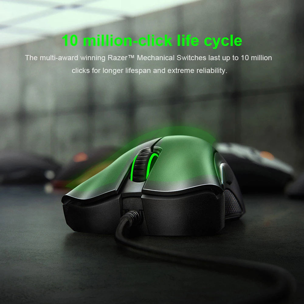 Ratón gaming con cable Razer DeathAdder Essential original, sensor óptico de 6400DPI, 5 botones independientes, para portátil y PC gamer