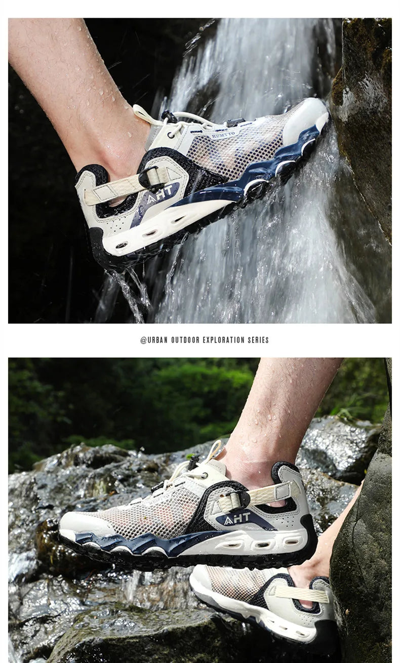 Ghete de drumeție marca HUMTTO pentru bărbați, adidași, sandale noi de trekking de vară, bărbați, respirabile, pentru plimbări în aer liber, alpinism, încălțăminte de apă pentru bărbați