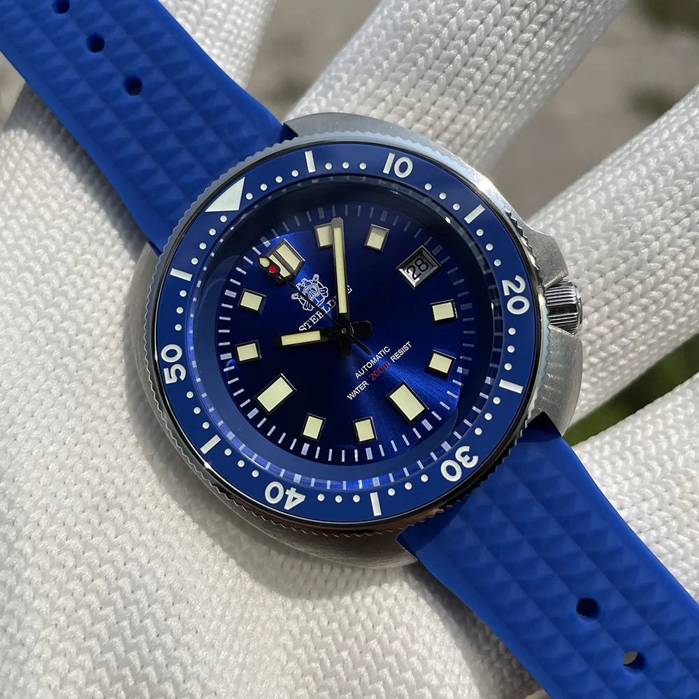 SD1970 STEELDIVE Brand 44MM Sapphire Glass with Transparent AR Coating Ceramic Bezel NH35 Movement Automatic Dive Watch Turtle