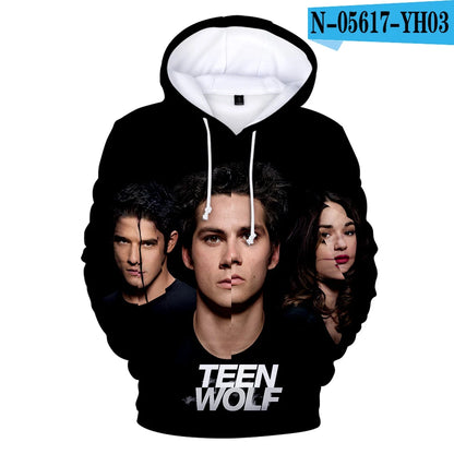 Nowe bluzy z kapturem z nadrukiem 3D inspirowane serialem TV TEEN WOLF – dla mężczyzn, kobiet i dzieci, moda Harajuku, jesienne streetwearowe pulowery hip-hop