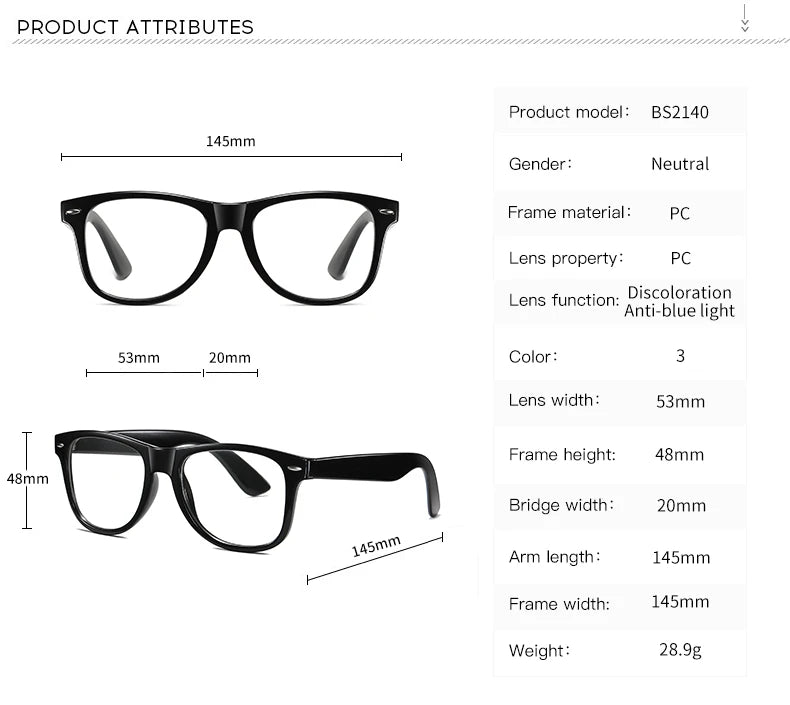 Women Photochromic Glasses Blue Light Blocking Lenses Men Prescription Reading Myopia Eyewear Anti Fatigue PC Eyeglasses Frame