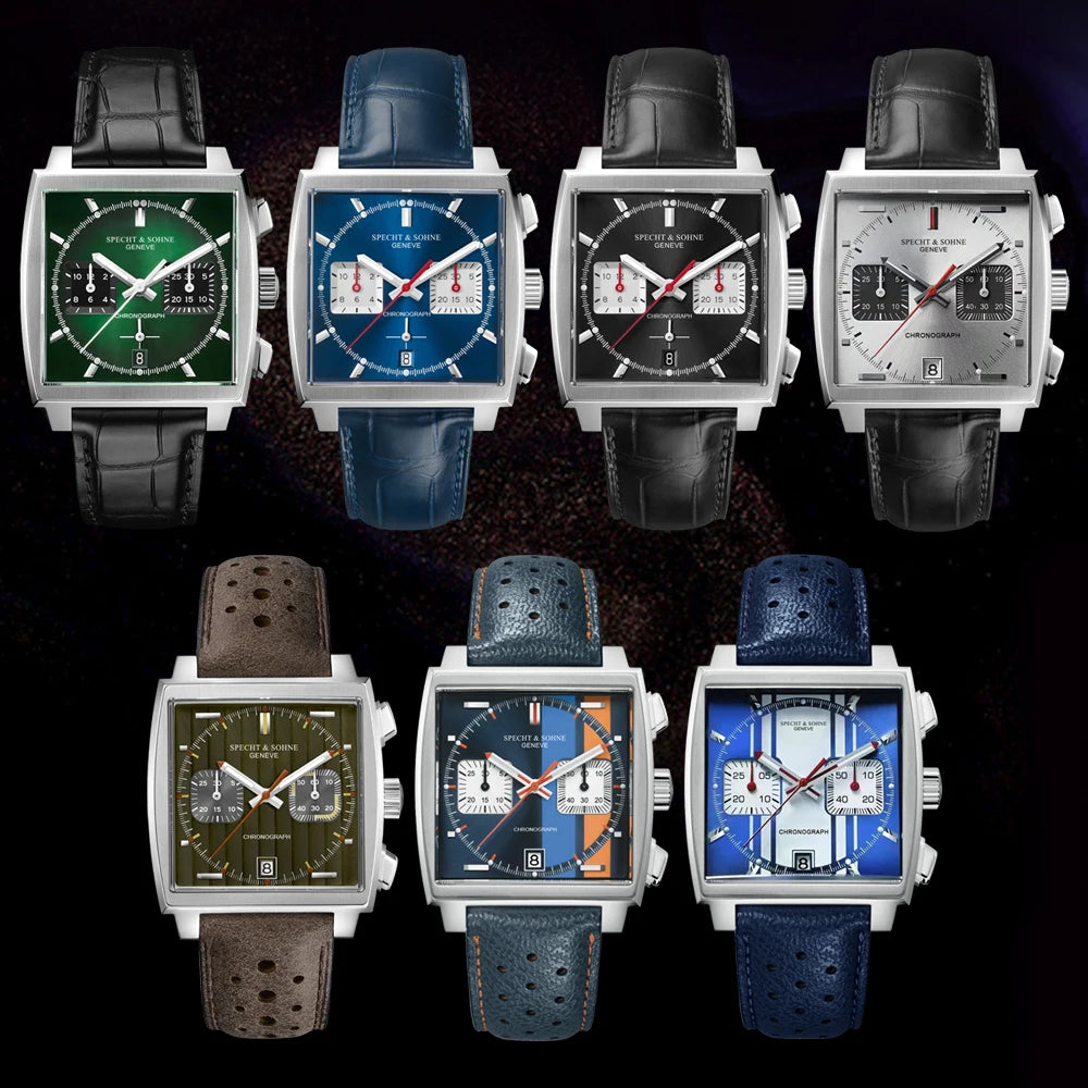 Specht&Sohne Men's Watch Luxury Brand Waterproof Stainless Steel Leather Japan VK Multifunctional Quartz Watch