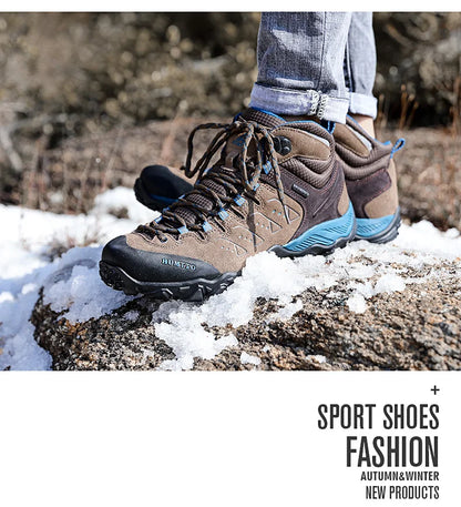 HUMTTO Nuove scarpe da trekking da uomo, sneakers impermeabili da outdoor per uomo, in pelle, da passeggio, arrampicata, trekking, sportive, stivali da uomo e da donna