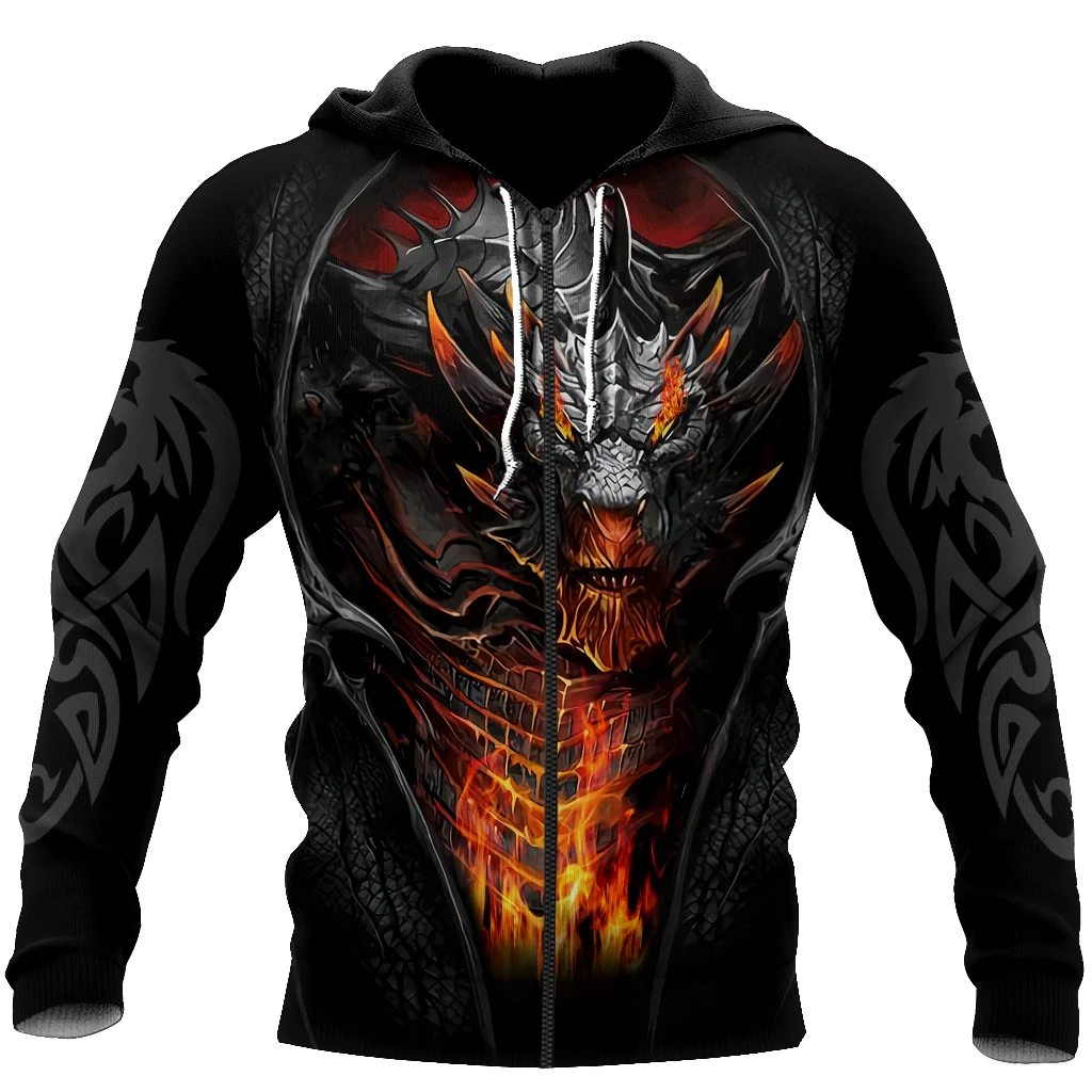 Beautiful Fire Dragon Tattoo 3D Printed Mens Hoodie Unisex hoodies Sweatshirt Autumn Streetwear Casual Jacket Tracksuit KJ747