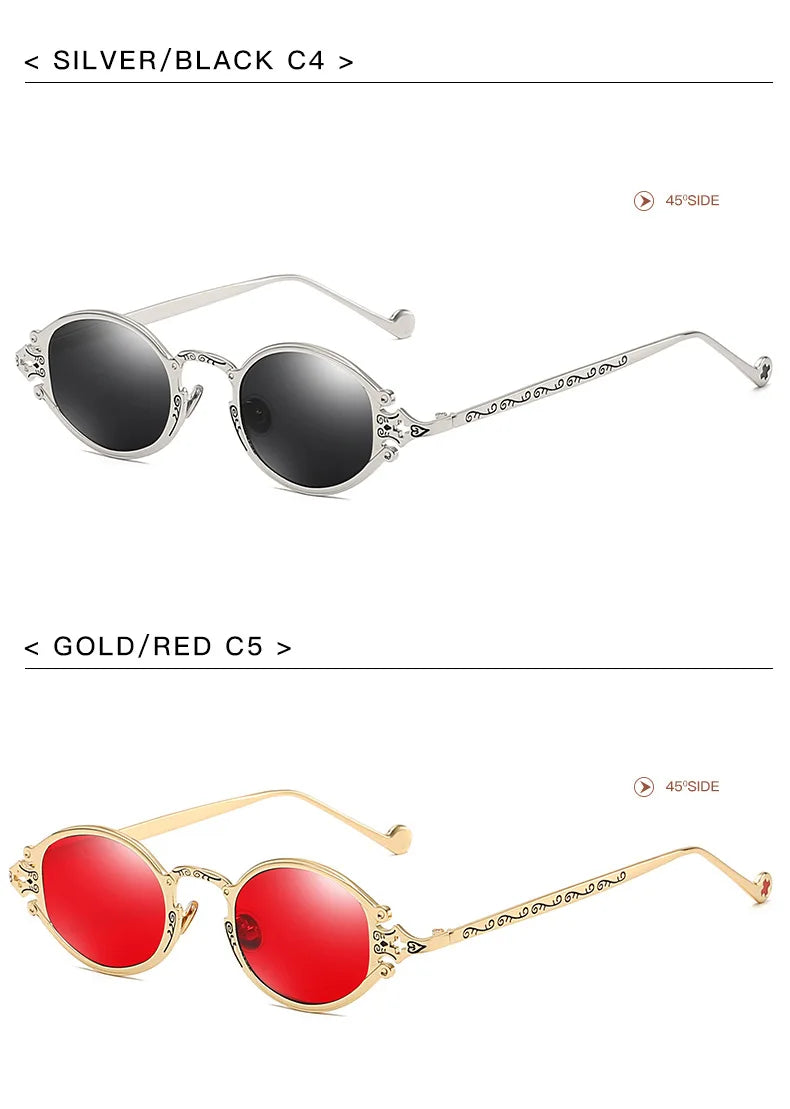 new cateye street shoot man sunglasses women retro steampunk glasses gothic oval Metal frame carved sunglasses Gafas sol mujer