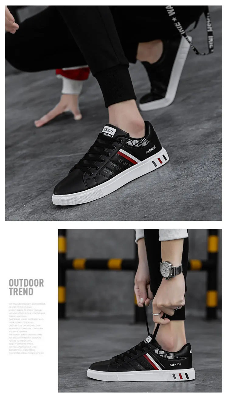 Casual herensneakers, skateboardschoenen, PU-platte schoenen, schoenen voor studenten, outdoorsneakers, straatschoenen, wandelschoenen met veters, grote maten 48
