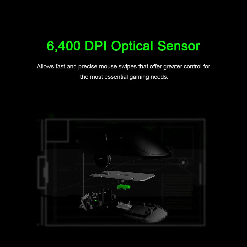 Ratón gaming con cable Razer DeathAdder Essential original, sensor óptico de 6400DPI, 5 botones independientes, para portátil y PC gamer