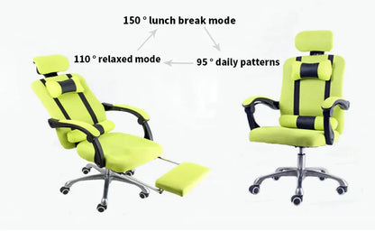 Computer Chair Home Office Chair Mesh Footrest Chair Can Lie Lunch Break Chair Can Be Rotated Lifting Headrest BR-10