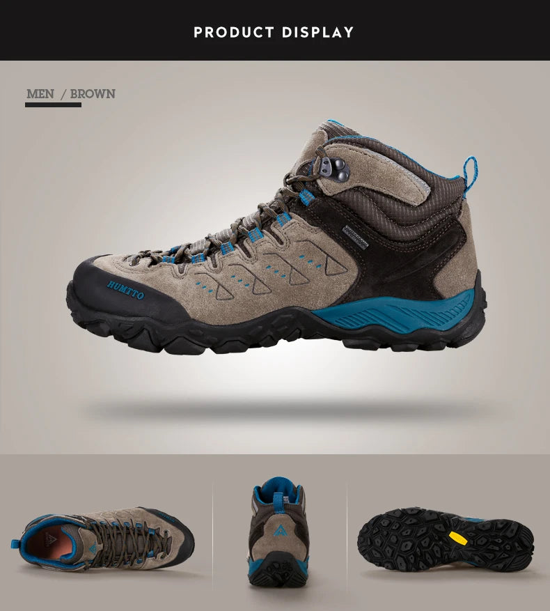 HUMTTO Nuove scarpe da trekking da uomo, sneakers impermeabili da outdoor per uomo, in pelle, da passeggio, arrampicata, trekking, sportive, stivali da uomo e da donna