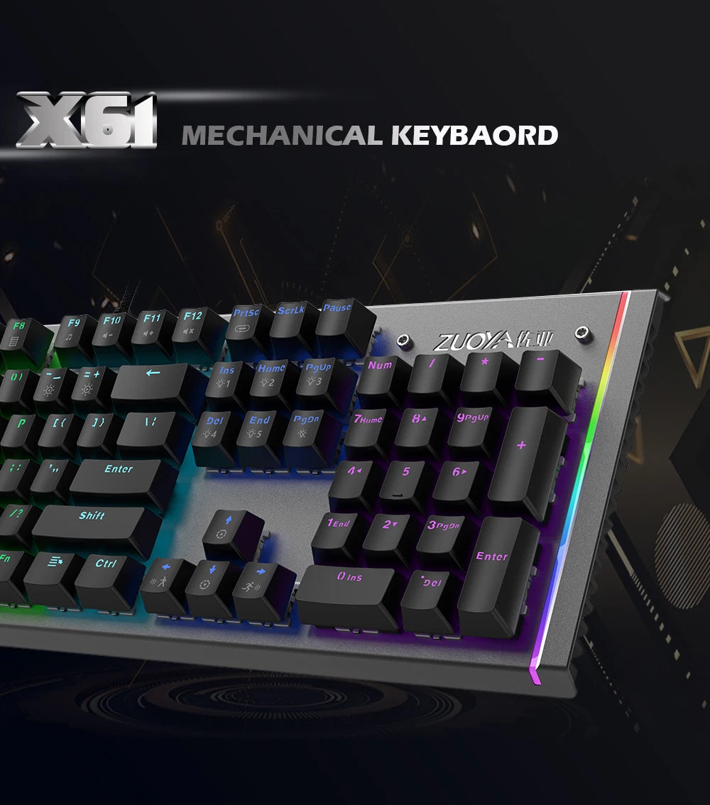 Mechanical Keyboard Wired Gaming Keyboard RGB Mix Backlit 87 104 Anti-ghosting Blue Red Switch For Game Laptop PC Russian US