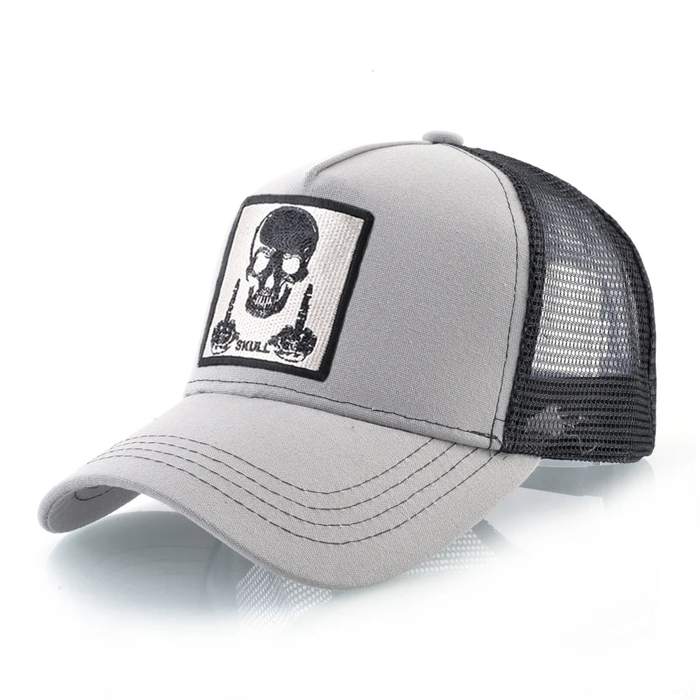Men's Baseball Cap With Embroidery Skull Patch Snapback Hip Hop Trucker Cap Women Four Season Outdoor Breathable Visor Bone Hats