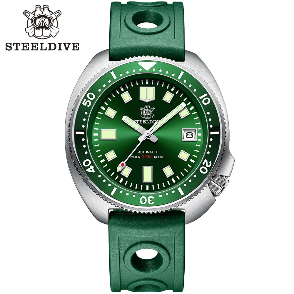 SD1970 STEELDIVE Brand 44MM Sapphire Glass with Transparent AR Coating Ceramic Bezel NH35 Movement Automatic Dive Watch Turtle