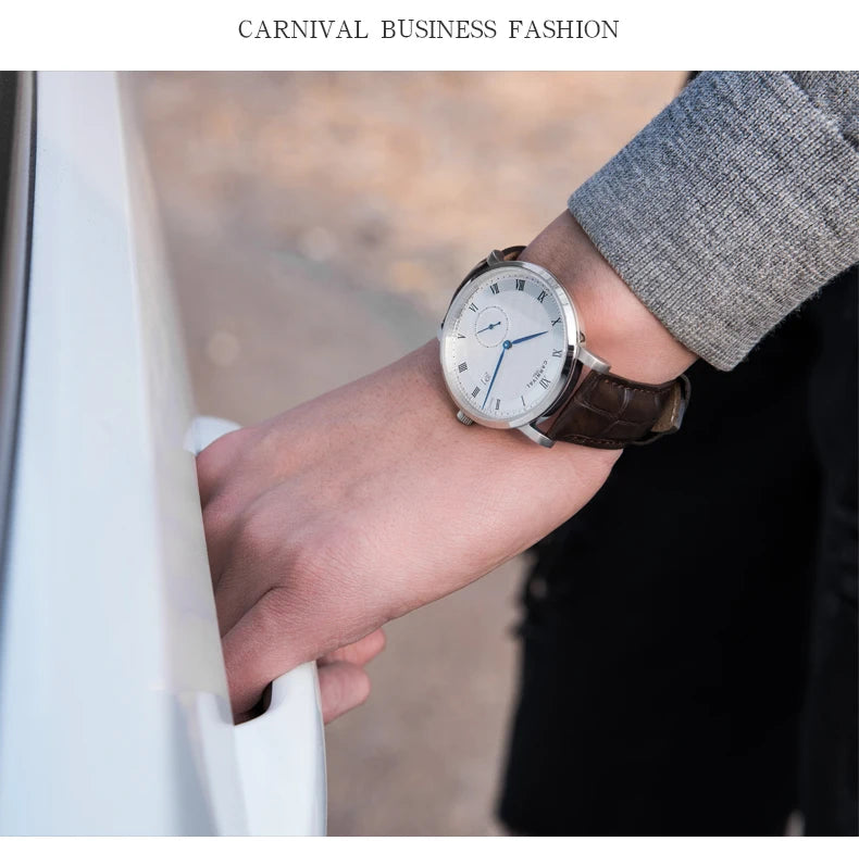 Carnival Brand Luxury Business Watch Fashion Waterproof Rose Gold Silver Calendar Automatic Mechanical Wristwatch For Men Reloj