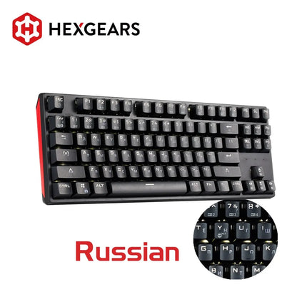 HEXGEARS Mechanical Keyboard Gaming Hot-Swappable Switch Russian 87 Key Waterproof Kailh BOX Switch Keyboard Custom Macro GK12