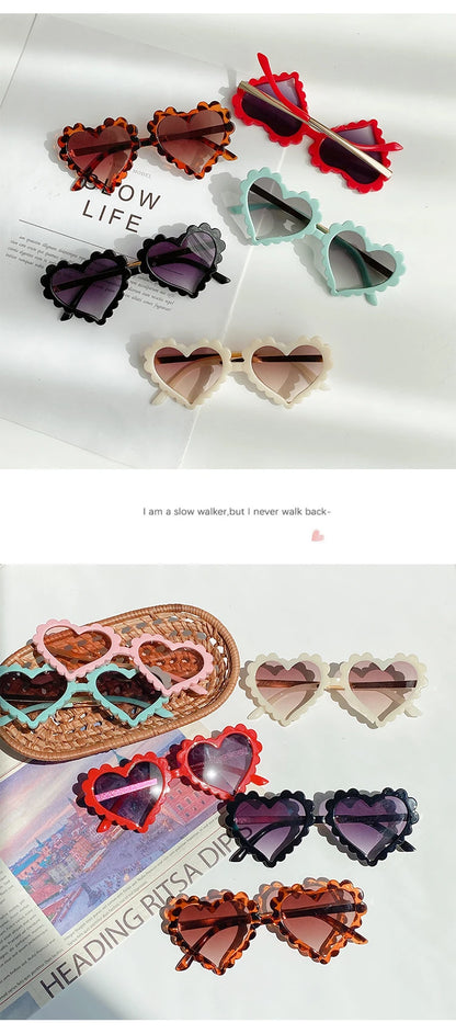 New Kids Cartoon Heart Sunflower Fruit Rabbit Ears Sunglasses Girls Boy Children Outdoor Round Polarized UV400 Sun Glasses