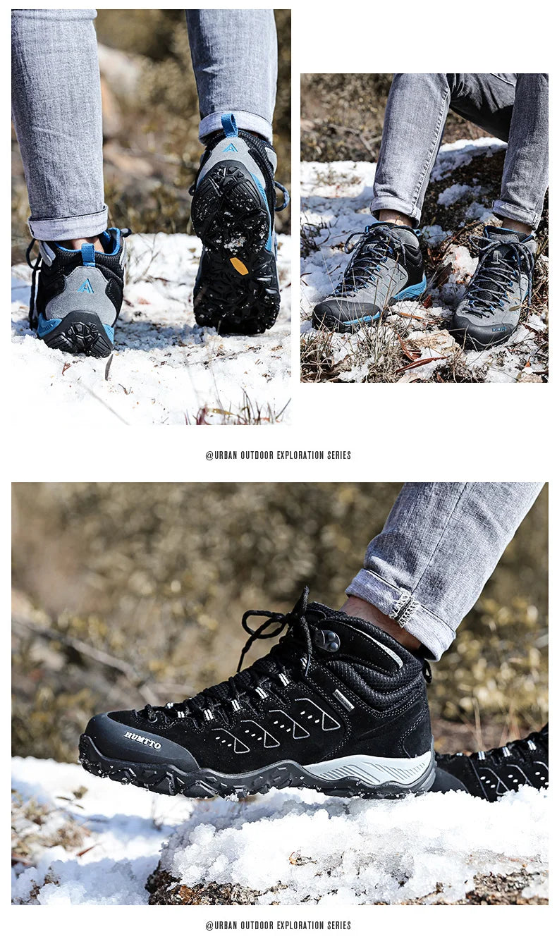 HUMTTO Nuove scarpe da trekking da uomo, sneakers impermeabili da outdoor per uomo, in pelle, da passeggio, arrampicata, trekking, sportive, stivali da uomo e da donna
