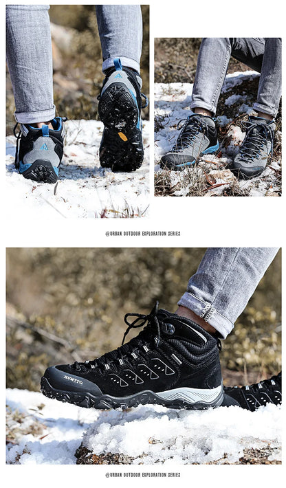 HUMTTO Nuove scarpe da trekking da uomo, sneakers impermeabili da outdoor per uomo, in pelle, da passeggio, arrampicata, trekking, sportive, stivali da uomo e da donna