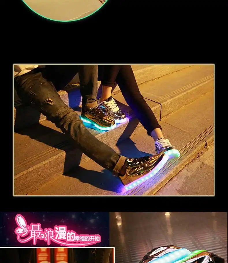 Men Shoes Glowing Light Led Women Spring Fashion Casual Sport Lamp Party Golden Silver Boots Luminous Dancing Flats Sneaker