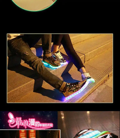 Men Shoes Glowing Light Led Women Spring Fashion Casual Sport Lamp Party Golden Silver Boots Luminous Dancing Flats Sneaker