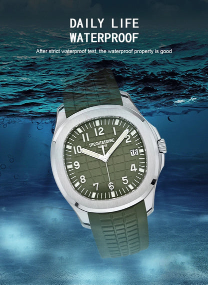 Specht & Söhne Brand Automatic Mechanical Watches Sports Wristwatches Green Sapphire Luminous 50M Waterproof Men's Watch