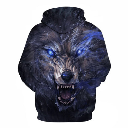 Cool Space Galaxy Wolf Hoodie Hoodies Men Bright Wolf Fashion Handsome Wolf Hoddies Spring Autumn Pullovers Sweatshirts Sweat