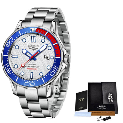 2025 LIGE New Waterproof Watch Men Top Brand Luxury Stainless Steel Men Watch Fashion Casual Sport Men Quartz Date Wristwatches
