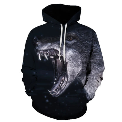 Cool Space Galaxy Wolf Hoodie Hoodies Men Bright Wolf Fashion Handsome Wolf Hoddies Spring Autumn Pullovers Sweatshirts Sweat