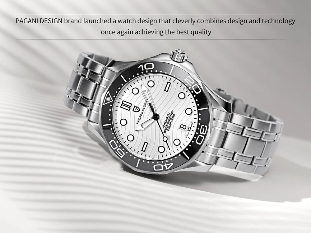 PAGANI DESIGN 2026 New V2 Waves 200M Relógio de mergulho automático masculino de luxo, cristal de safira, relógio de pulso masculino AR
