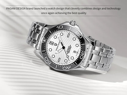 PAGANI DESIGN 2026 New V2 Waves 200M Relógio de mergulho automático masculino de luxo, cristal de safira, relógio de pulso masculino AR