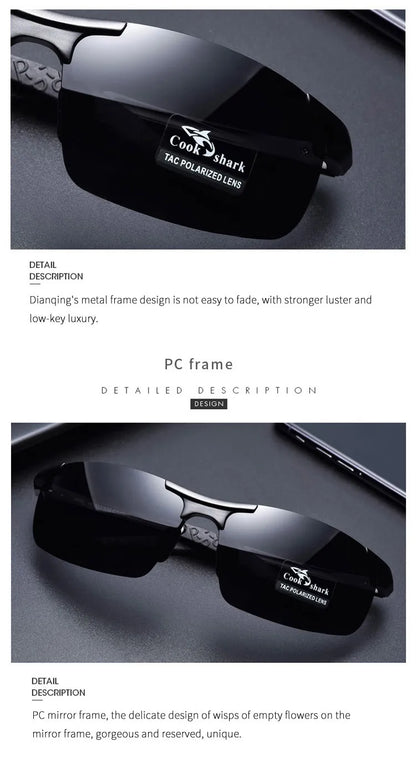 Cook Shark's new aluminum magnesium sunglasses men's sunglasses HD polarized driving drivers color glasses tide