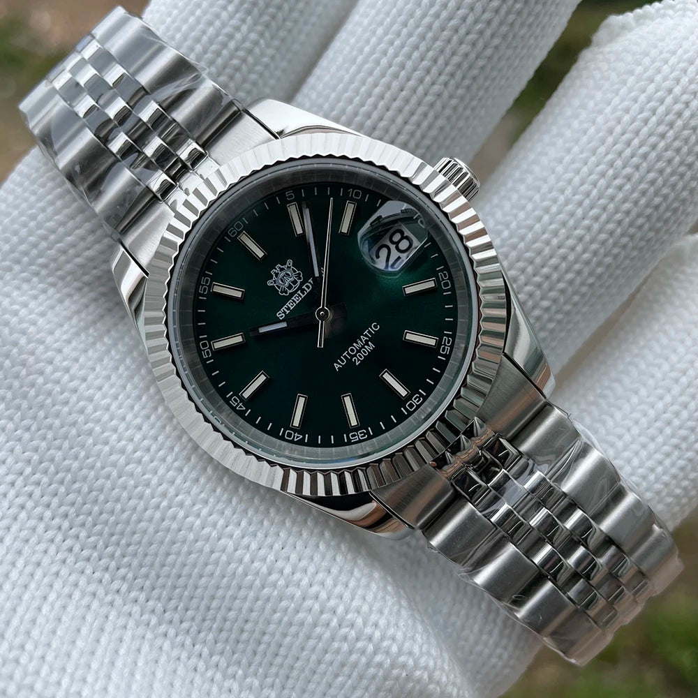 STEELDIVE Turquoise SD1933 Water Ghost Watch 200m Waterproof Sapphire Date NH35 Automatic Mechanical Watch with Bracelet