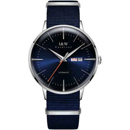 Japan MIYOTA Automatic Watch 3D Curved Sapphire Mechanical Wristwatches Waterproof Leather Strap Double Calendar Watches for Men