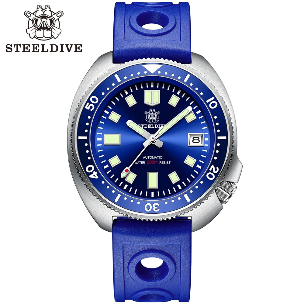 SD1970 STEELDIVE Brand 44MM Sapphire Glass with Transparent AR Coating Ceramic Bezel NH35 Movement Automatic Dive Watch Turtle