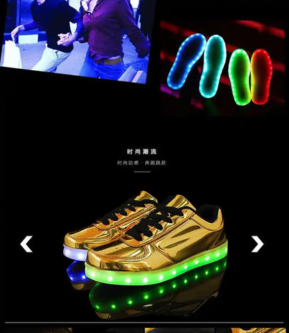 Men Shoes Glowing Light Led Women Spring Fashion Casual Sport Lamp Party Golden Silver Boots Luminous Dancing Flats Sneaker