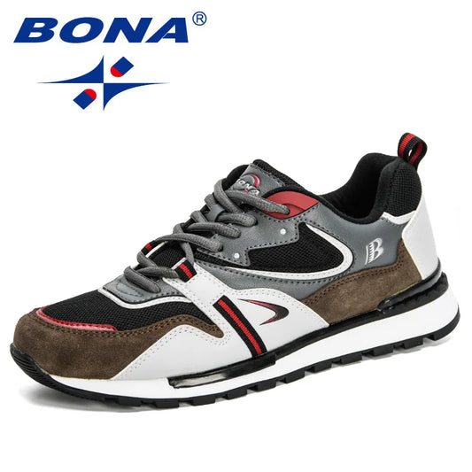 BONA New Designer Action Leather Sport Shoes Men's Sneakers Running Shoes Men's Tennis Walking Footwear Trendy Fitness
