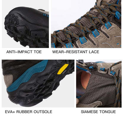 HUMTTO Nuove scarpe da trekking da uomo, sneakers impermeabili da outdoor per uomo, in pelle, da passeggio, arrampicata, trekking, sportive, stivali da uomo e da donna