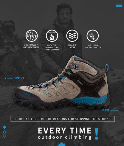 HUMTTO Nuove scarpe da trekking da uomo, sneakers impermeabili da outdoor per uomo, in pelle, da passeggio, arrampicata, trekking, sportive, stivali da uomo e da donna