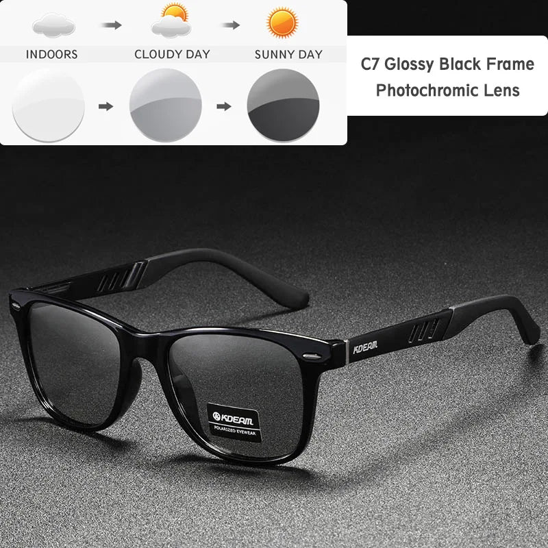 KDEAM Photochromic and Polarized Sunglasses Men Navigational Aluminum Magnesium Frame Men's Glasses UV400 Night Vision Goggles