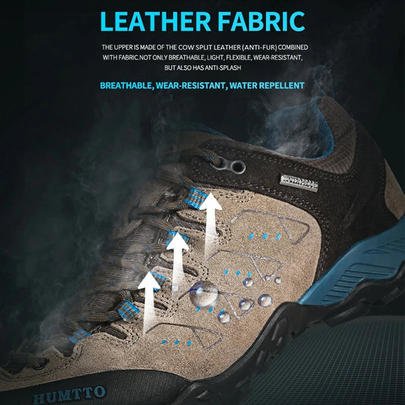 HUMTTO Nuove scarpe da trekking da uomo, sneakers impermeabili da outdoor per uomo, in pelle, da passeggio, arrampicata, trekking, sportive, stivali da uomo e da donna