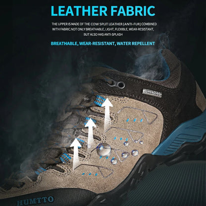 HUMTTO Nuove scarpe da trekking da uomo, sneakers impermeabili da outdoor per uomo, in pelle, da passeggio, arrampicata, trekking, sportive, stivali da uomo e da donna