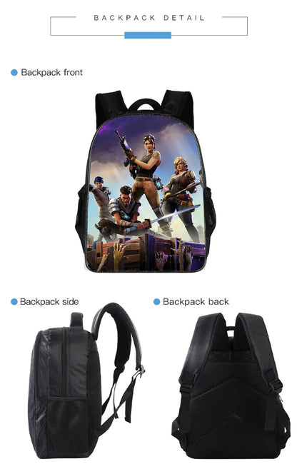 Fortnite Kids 3pcs Backpack Set Women Backpacks Office Stationary for Teenage Girls Boys Laptop Backpack Casual Travel Rucksack
