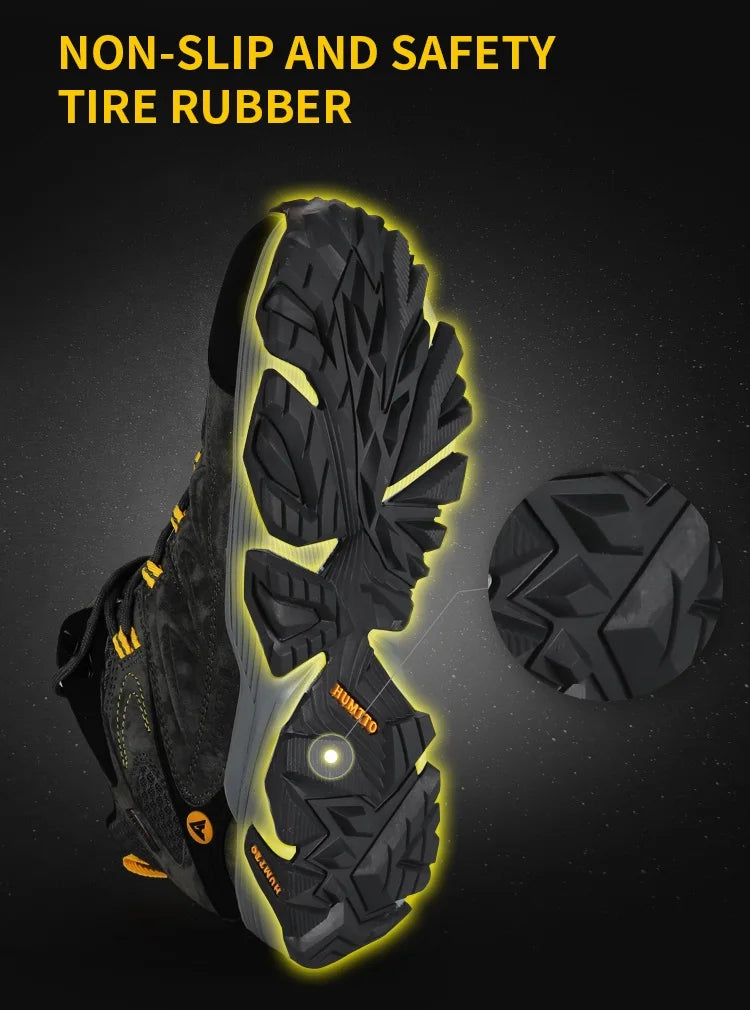 HUMTTO Sneakers impermeabili da uomo Scarpe da trekking Stivali da trekking in pelle da donna Campeggio Caccia Stivaletti tattici da montagna da uomo