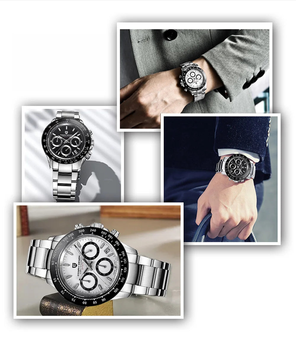 PAGANI DESIGN 2025 New Men's Watches Luxury Rose Gold Quartz Watch For Men 100M Waterproof Sports Chronograph Wristwatch Men
