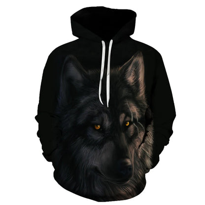 Cool Space Galaxy Wolf Hoodie Hoodies Men Bright Wolf Fashion Handsome Wolf Hoddies Spring Autumn Pullovers Sweatshirts Sweat