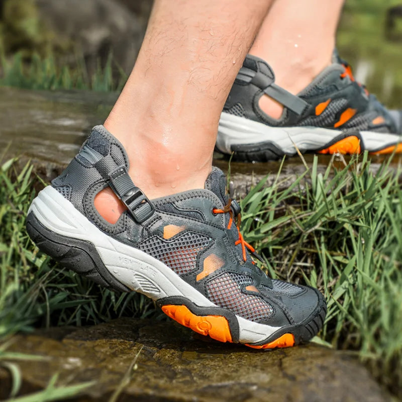Ghete de drumeție marca HUMTTO pentru bărbați, adidași, sandale noi de trekking de vară, bărbați, respirabile, pentru plimbări în aer liber, alpinism, încălțăminte de apă pentru bărbați